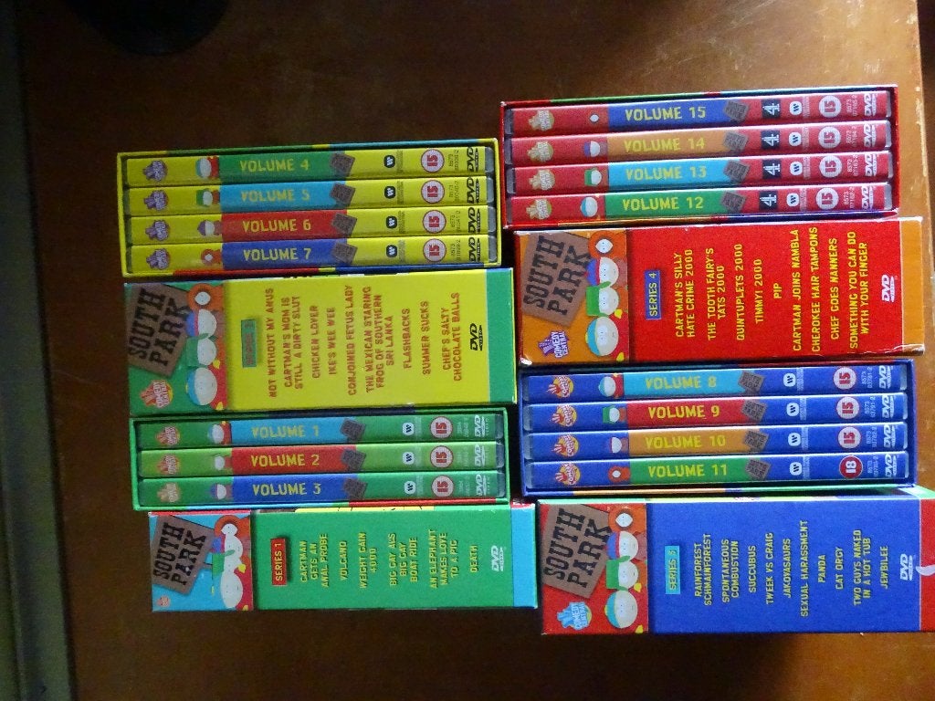 South Park 8 Pluche knuffels met 15 dvd's (4 Box-sets), Ophalen, Zo goed als nieuw