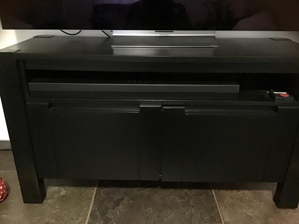 Donker (koloniaal) TV-meubel met opbergruimte, Ophalen, Gebruikt, 100 tot 150 cm, Minder dan 100 cm