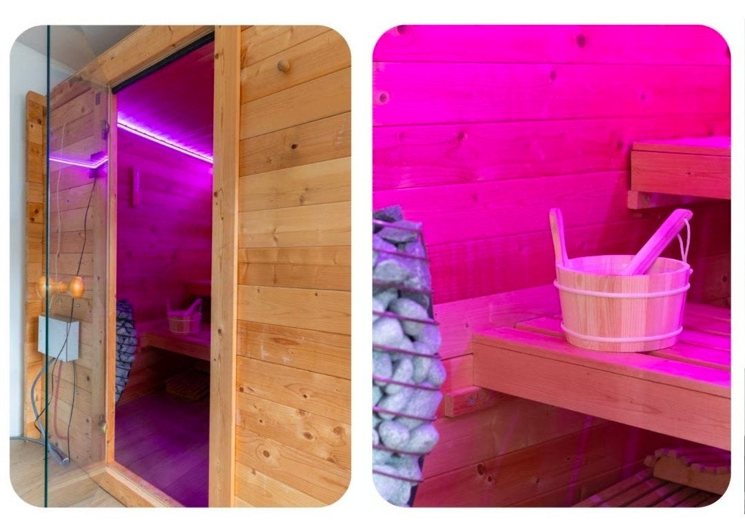 Complete Finse Sauna met Harvia Kachel en Accessoires, Ophalen, Zo goed als nieuw, Fins of Traditioneel, Complete sauna