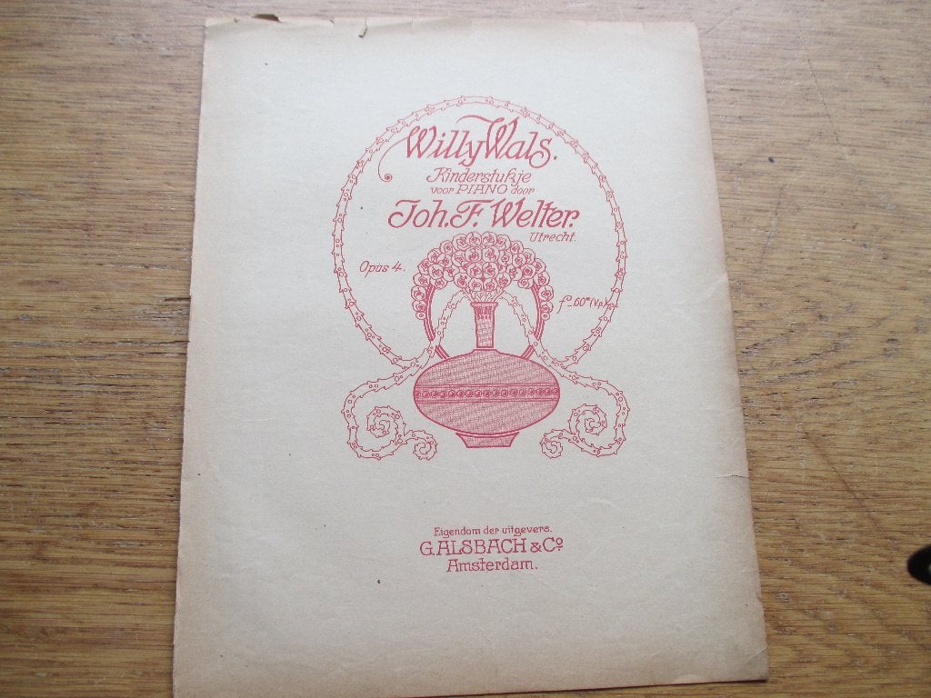 Willy wals - joh.f.welter - piano, Muziek en Instrumenten, Bladmuziek, Gebruikt, Ophalen of Verzenden, Artiest of Componist, Piano
