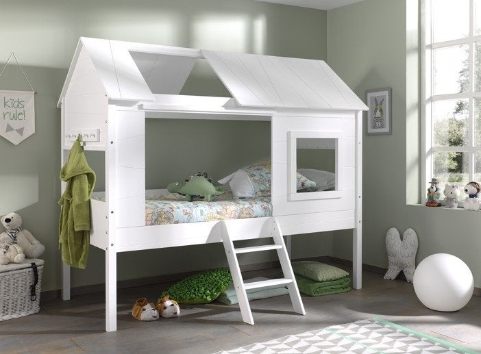 Charlotte boomhut/huisbed - 90x200 - Wit, Niet ingevuld, Niet ingevuld, Nieuw, Ophalen of Verzenden