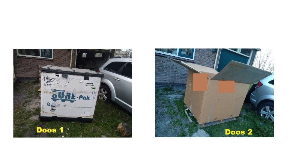 Stapelbare en opvouwbare Palletbox. 2x. €30,-, Ophalen, Gebruikt, 100 cm of meer, Opvouwbaar