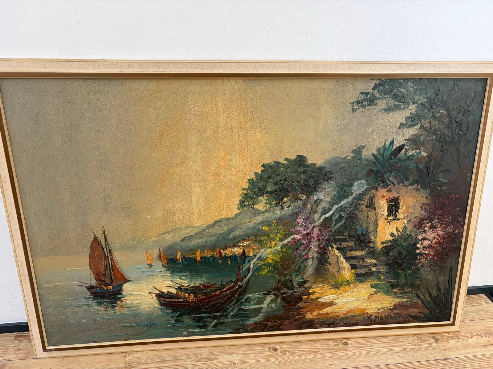 Schilderij Manders Broeders, Tom Manders Landschao Groot, Ophalen, Maritiem / water, Doek, Realistisch