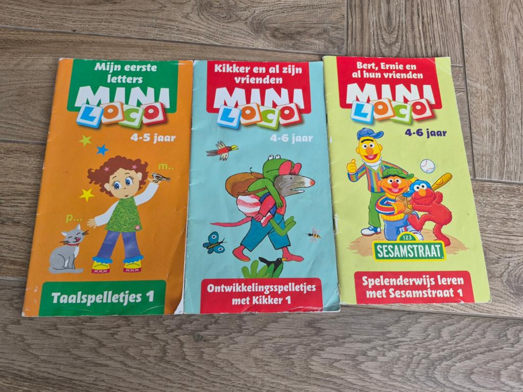 3 Mini Loco boekjes 4-6 jaar: Taal, Kikker en Sesamstraat, Ophalen of Verzenden, Gebruikt, Taal en Lezen