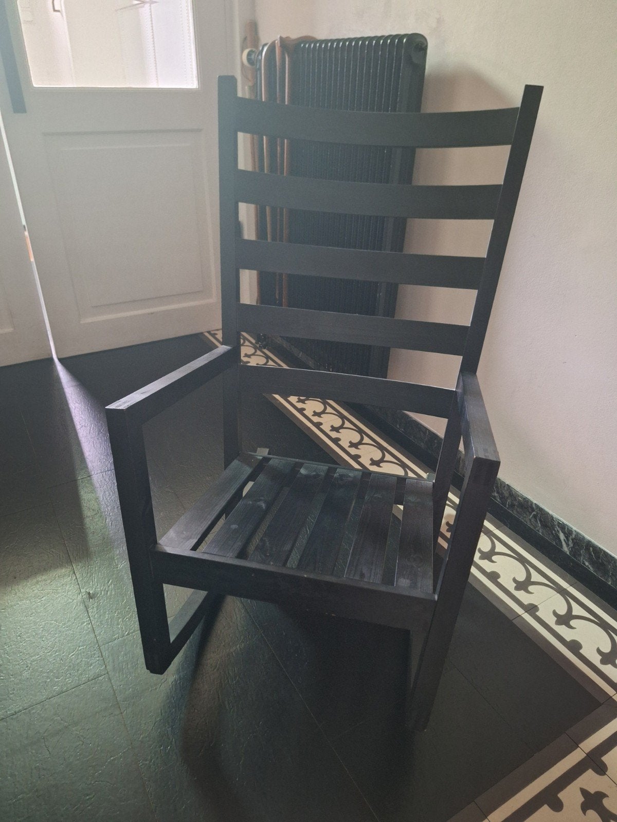 Zwarte houten schommelstoel, Huis en Inrichting, Ophalen, Gebruikt, Zwart, Klassiek, Rustiek