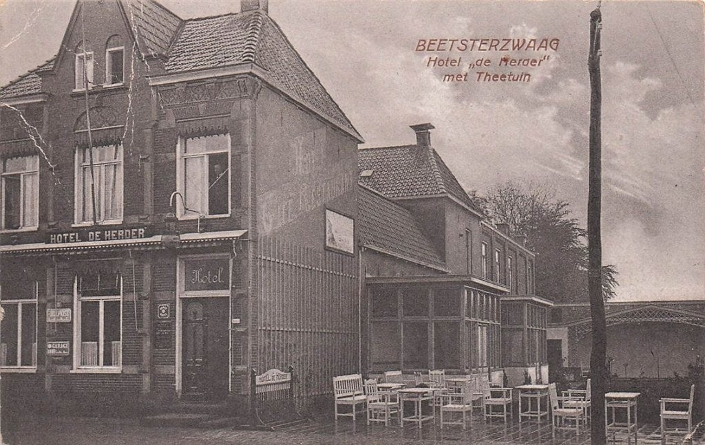 703-174-011 Beetsterzwaag Hotel de Herder met Theetuin, Verzamelen, Ansichtkaarten | Nederland, Friesland, Voor 1920, Verzenden
