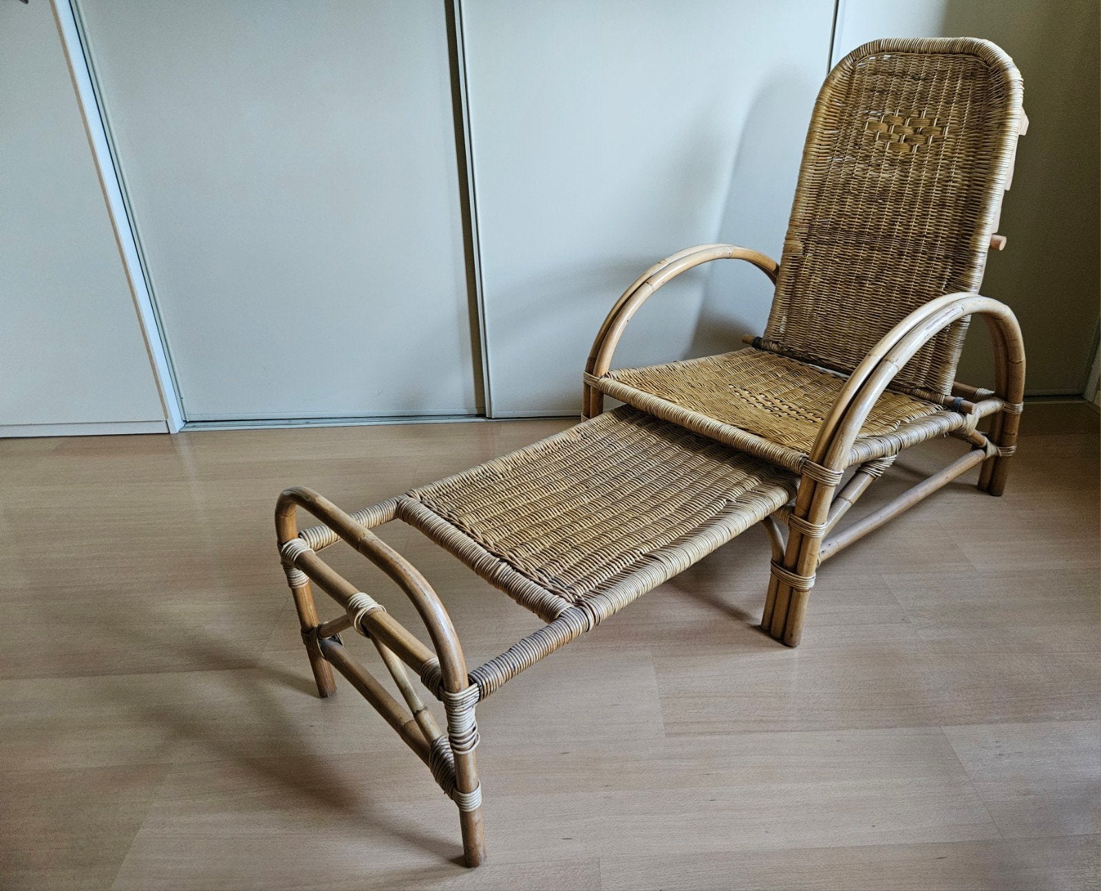 Vintage Rotan loungestoel., Ophalen, Rotan, Zo goed als nieuw, Loungeset