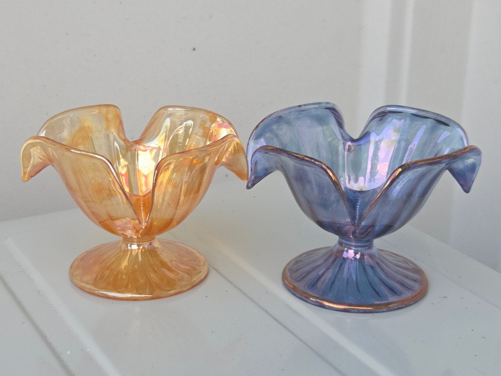 antiek Fenton Carnival Glass compotes/schaaltjes (ca. 1910), Ophalen of Verzenden