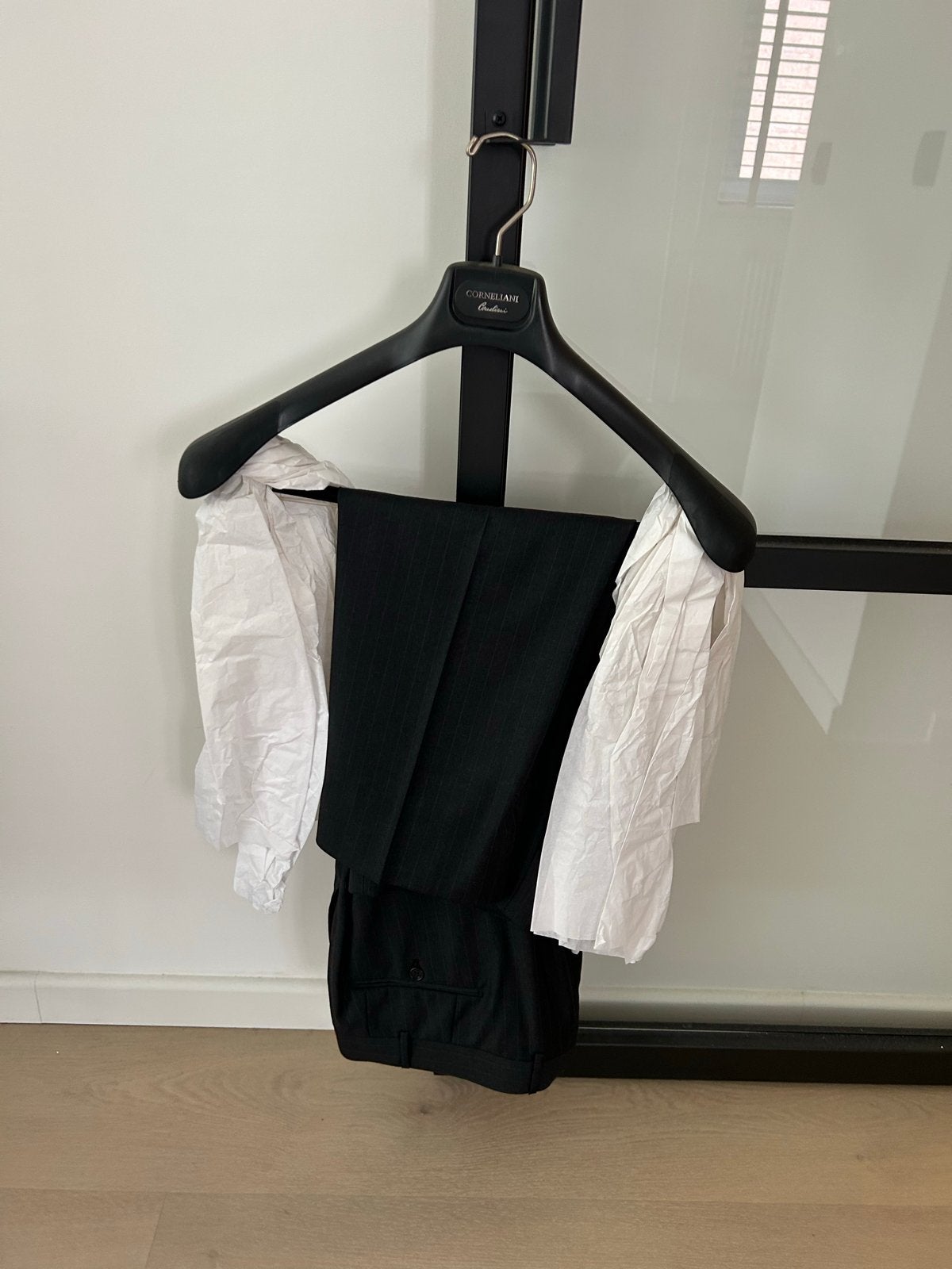 Corneliani Heren Broek Krijtstreep Grote Maat, Ophalen of Verzenden, Zo goed als nieuw, Overige maten, Grijs