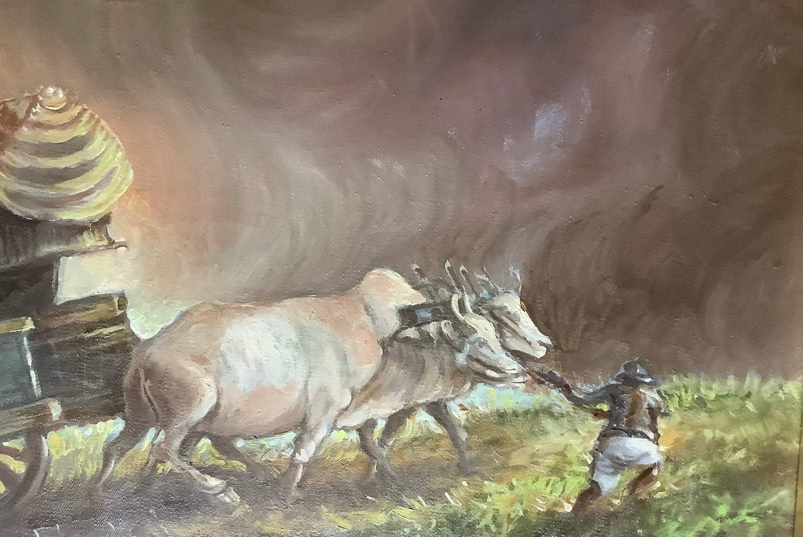 Indonesie, Java, ossenkar, Soerwadja, Surwadja, schilderij,, Antiek en Kunst, Ophalen