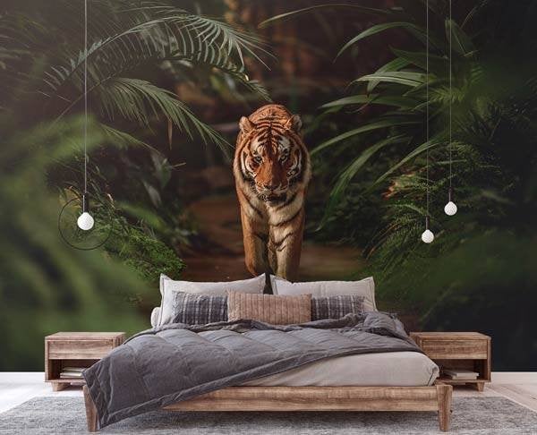 Fotobehang / Behang - Tijger in de Jungle, Fotobehangkoning.nl, Hoogeveen, Info@fotobehangkoning.nl, Fotobehang