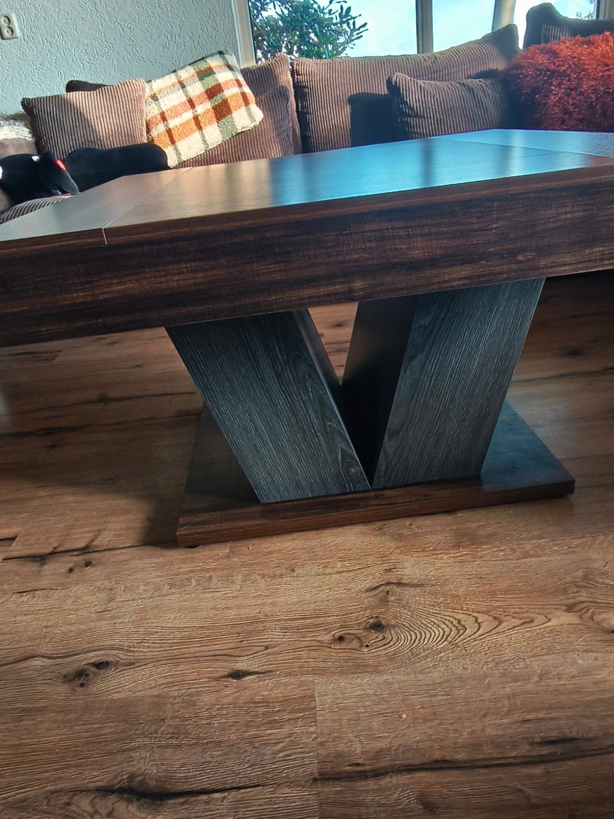 Salontafel met uniek houten patroon, Ophalen, Gebruikt, 50 tot 100 cm, Modern, Industrieel