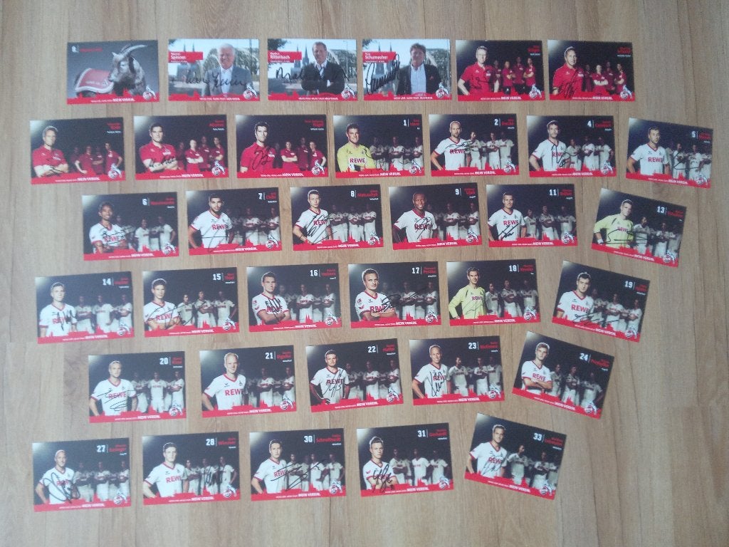 Gesigneerde 2013-2014 set spelerskaarten van 1. FC Köln, Ophalen of Verzenden, Nieuw, Buitenlandse clubs, Spelerskaart