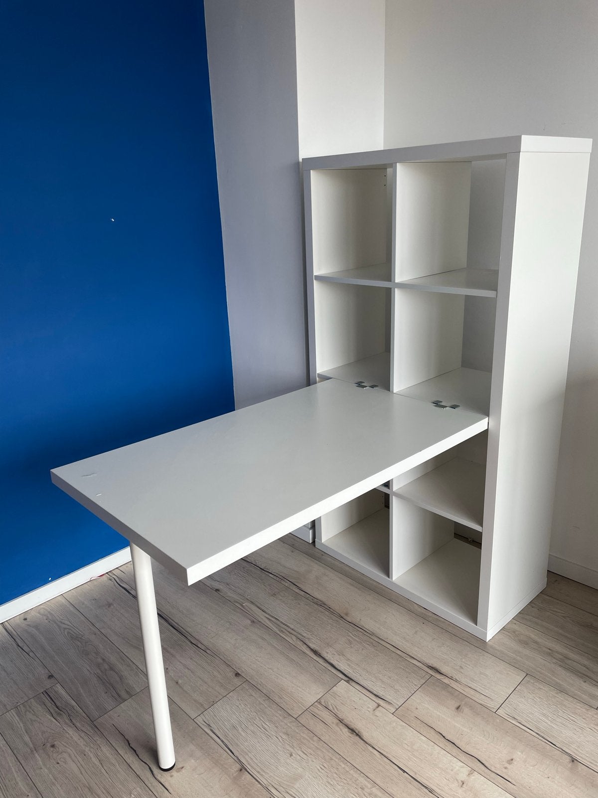 IKEA Kallax bureau-kast combinatie wit, Opbergruimte, Gebruikt, Spaanplaat of MDF, Ophalen of Verzenden