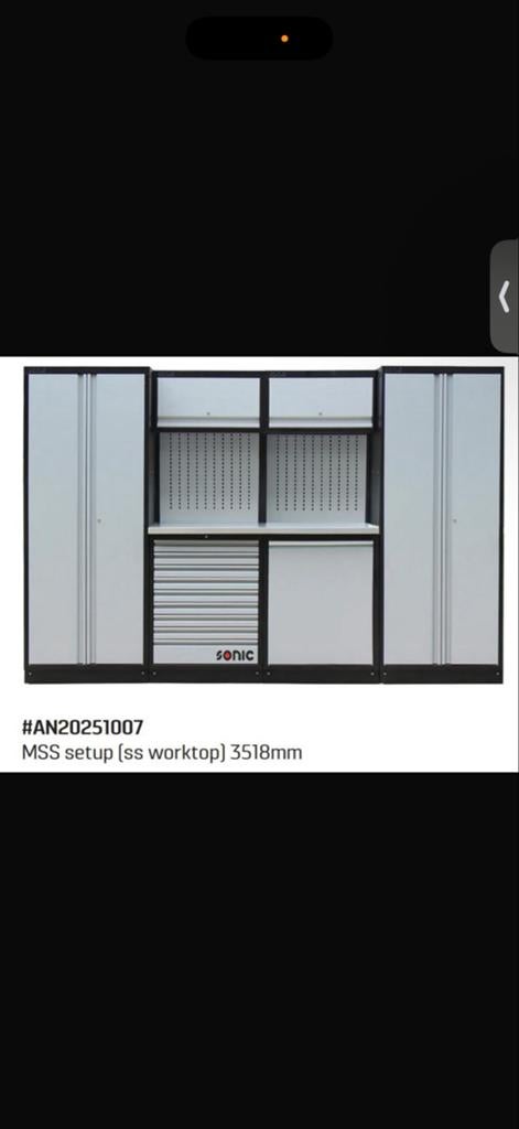 Sonic MSS Werkplaatsinrichting 3518mm met RVS werkblad, Ophalen, Nieuw, 170 cm of meer