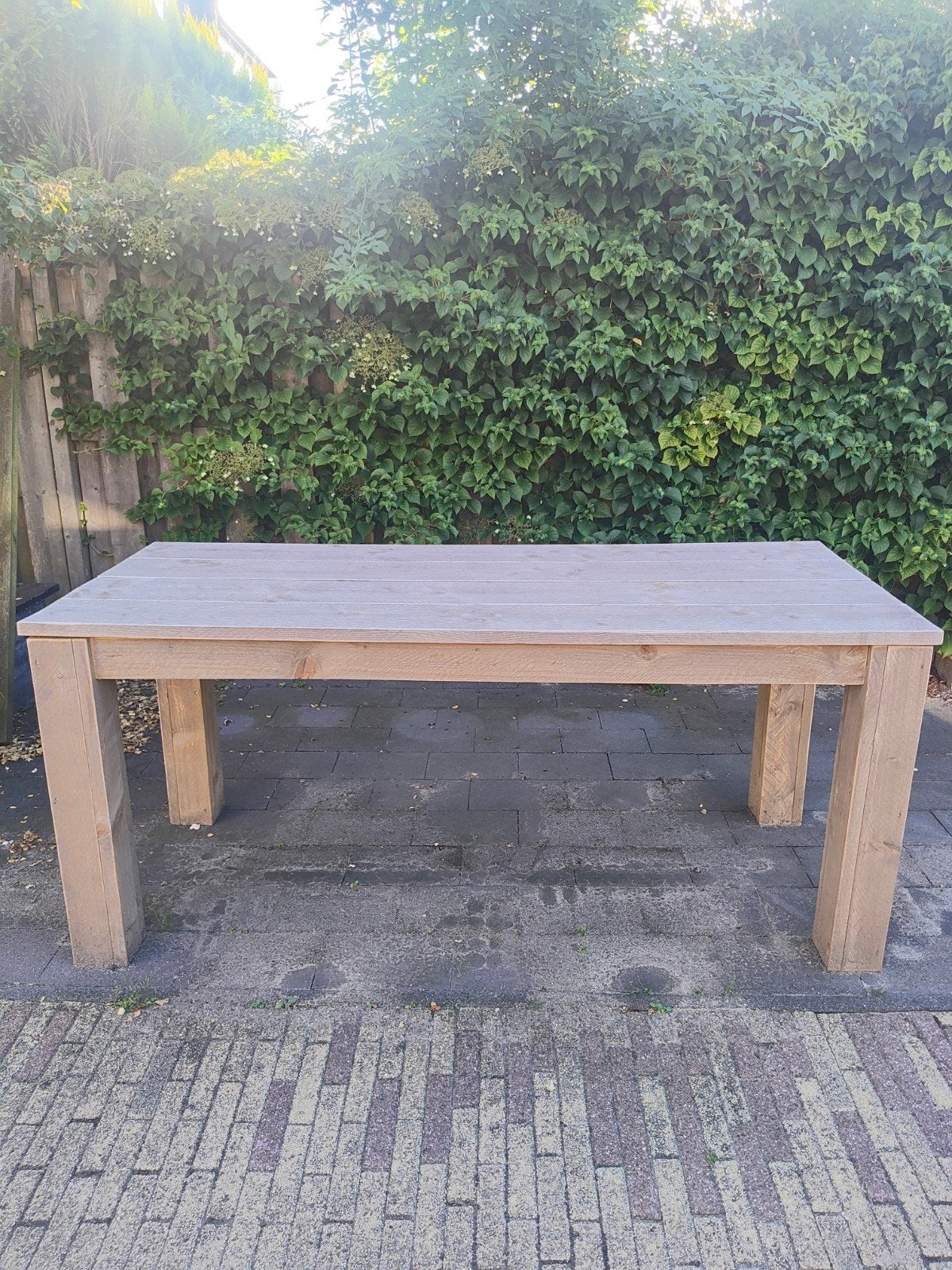 Zo goed als nieuwe steigerhouten tafel (Karwei), Ophalen, Steigerhout, robuust, stoer, 50 tot 100 cm, Zo goed als nieuw