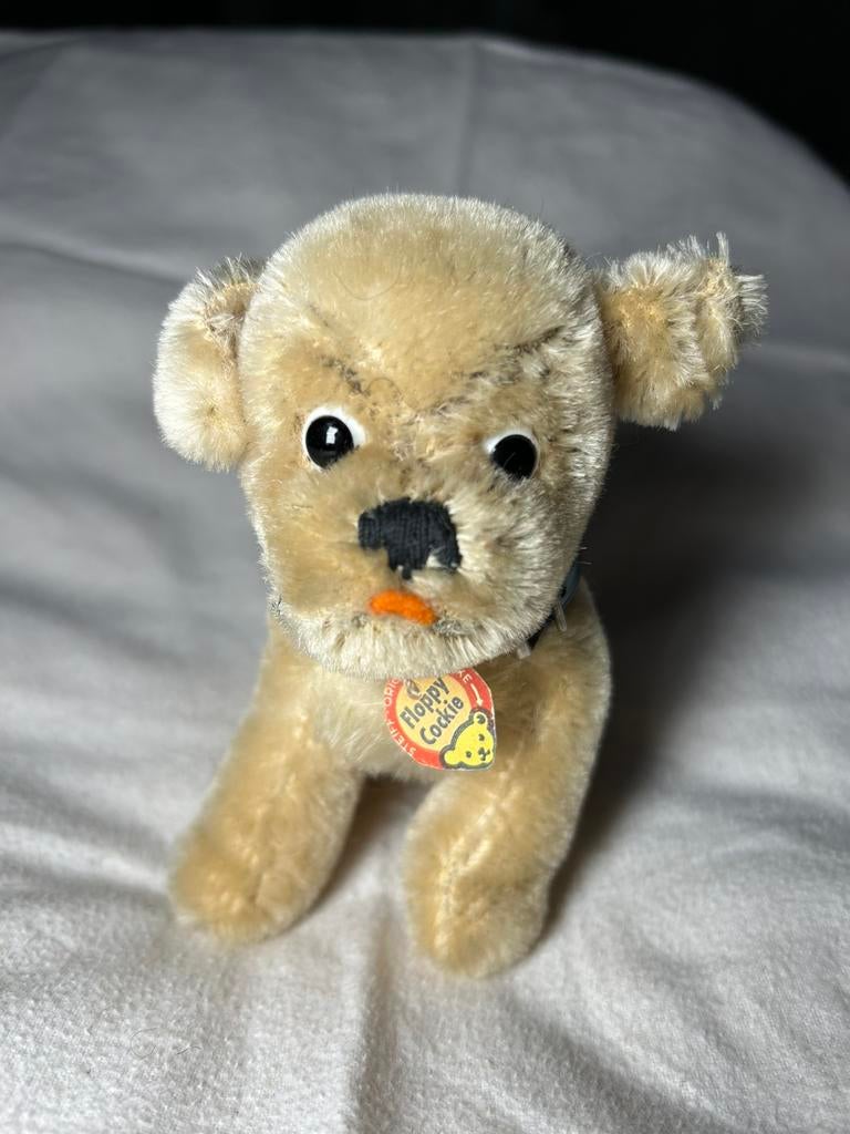 Steiff vintage mops hondje, mopsy, knuffel jaren ‘60-‘70, Steiff, Stoffen beer, Ophalen of Verzenden, Zo goed als nieuw
