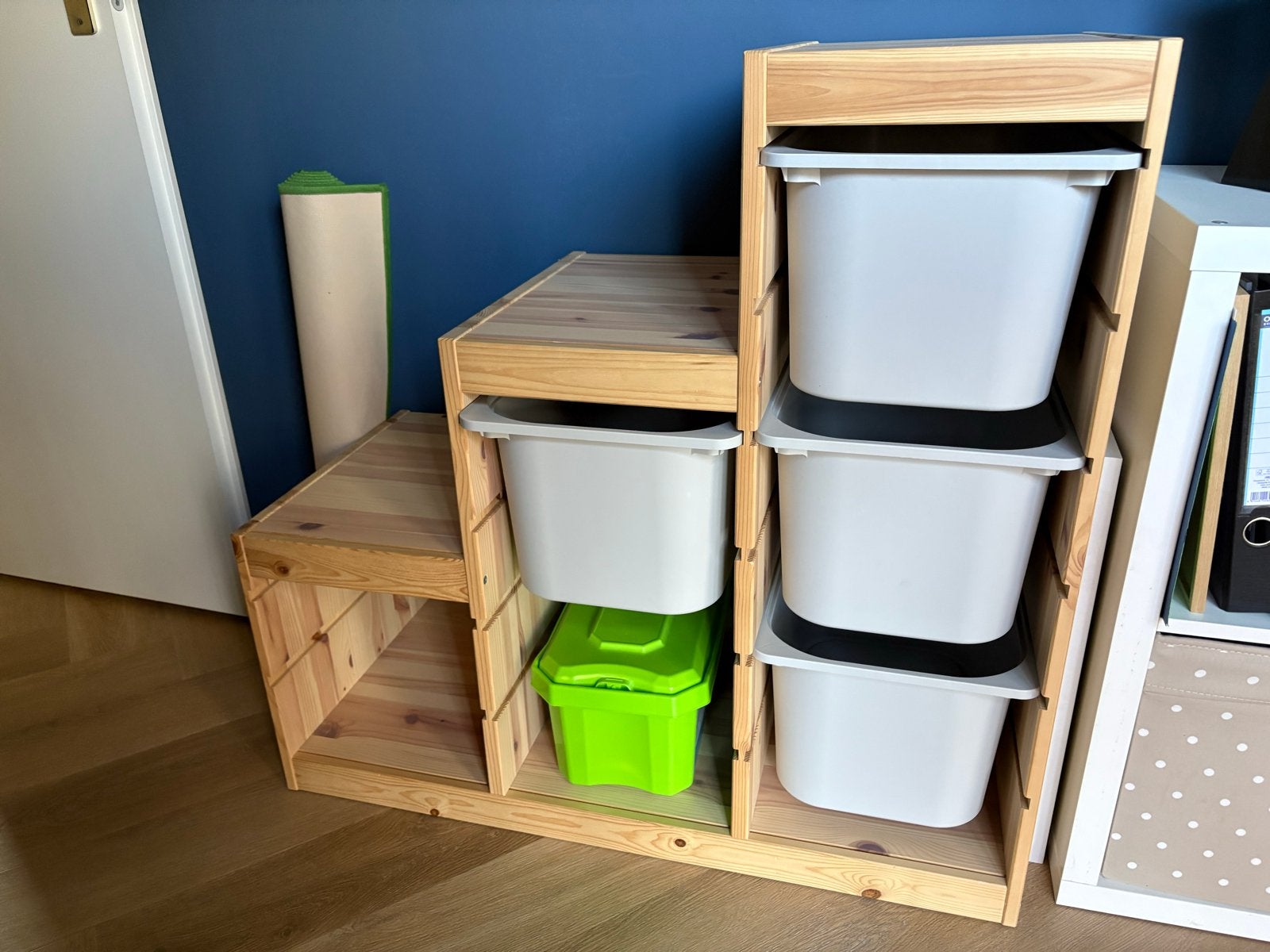 Ikea Trofast opbergkast met 6 grijze bakken, Gebruikt, Kast, 75 tot 100 cm, Minder dan 50 cm