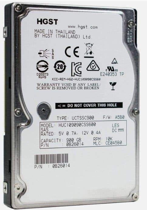 HGST Ultrastar C10K900 HUC109090CSS600 900GB 2.5" SAS 6G 10K, Computers en Software, HGST UltraStar, Intern, Gebruikt, SAS
