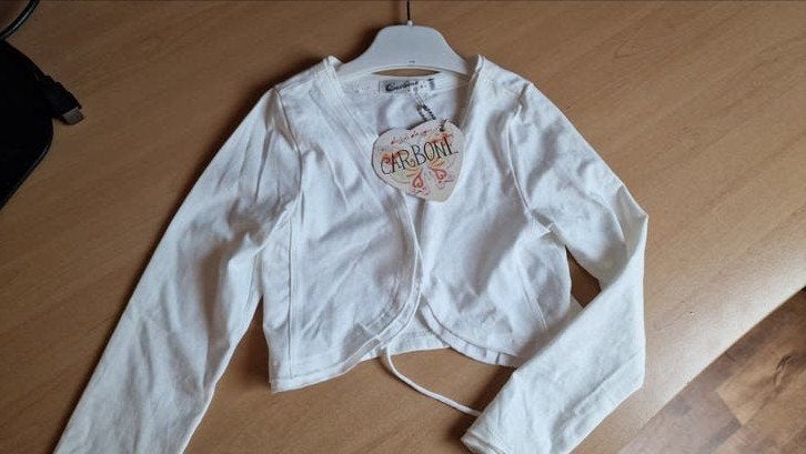 Carbone Bolero Wit Maat 134 - Nieuw met label, Kinderen en Baby's, Kinderkleding | Maat 134, Meisje, Carbone, Trui of Vest, Nieuw