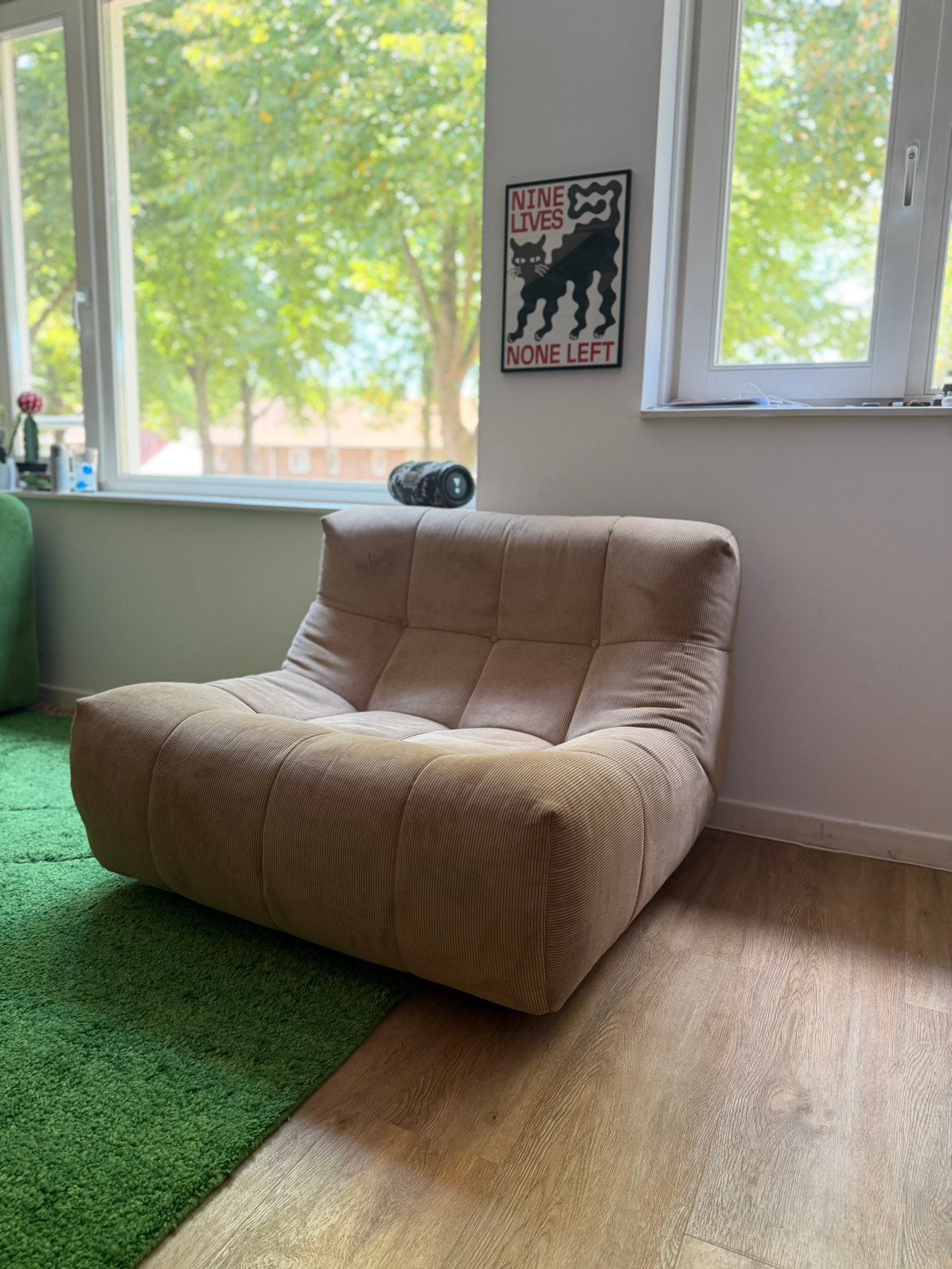 HKliving Lazy Lounge Chair – Corduroy Rib Brown, Ophalen, Zo goed als nieuw, Eenpersoons, Minder dan 150 cm