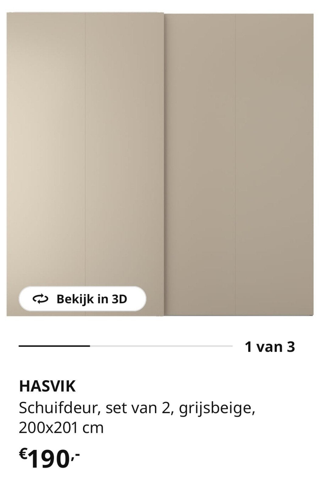 Hasvik schuifdeuren Pax Ikea grijs beige, Huis en Inrichting, Kasten | Kledingkasten, Ophalen, 50 tot 75 cm, 200 cm of meer, 200 cm of meer