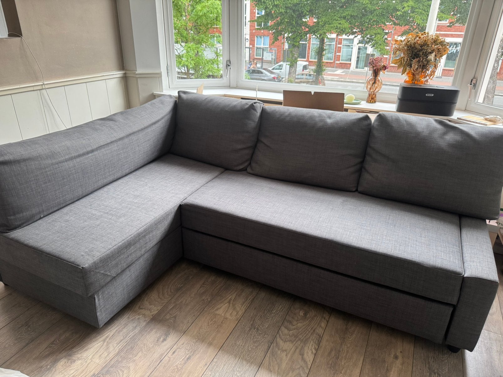 Bank IKEA FRIHETEN grijs, Huis en Inrichting, Ophalen, Zo goed als nieuw