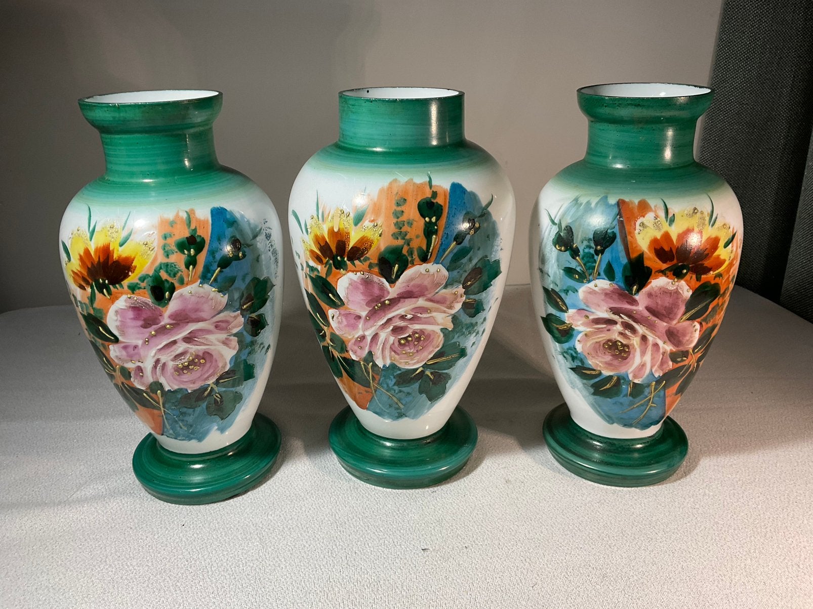 3 delig antiek opaline glazen kaststel, Antiek en Kunst, Ophalen of Verzenden