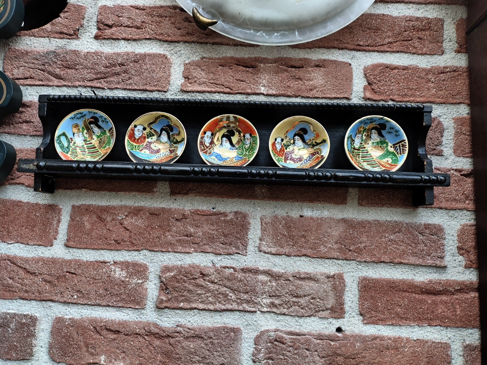 Wandrek met 5 Japanse schaaltjes - Vintage decoratie, Ophalen of Verzenden