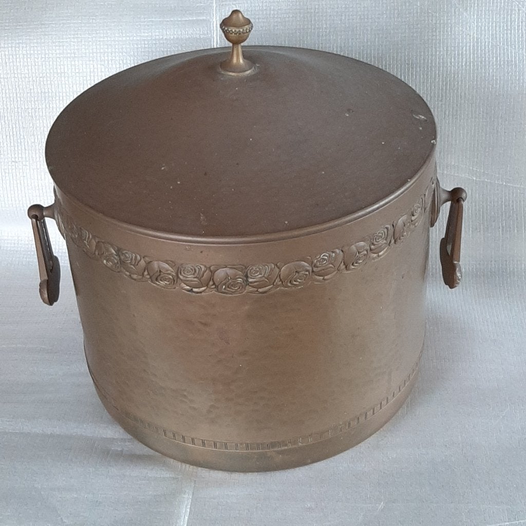 grote, koperen ketel / pot met deksel hamerslag ongemerkt, Ophalen, Koper