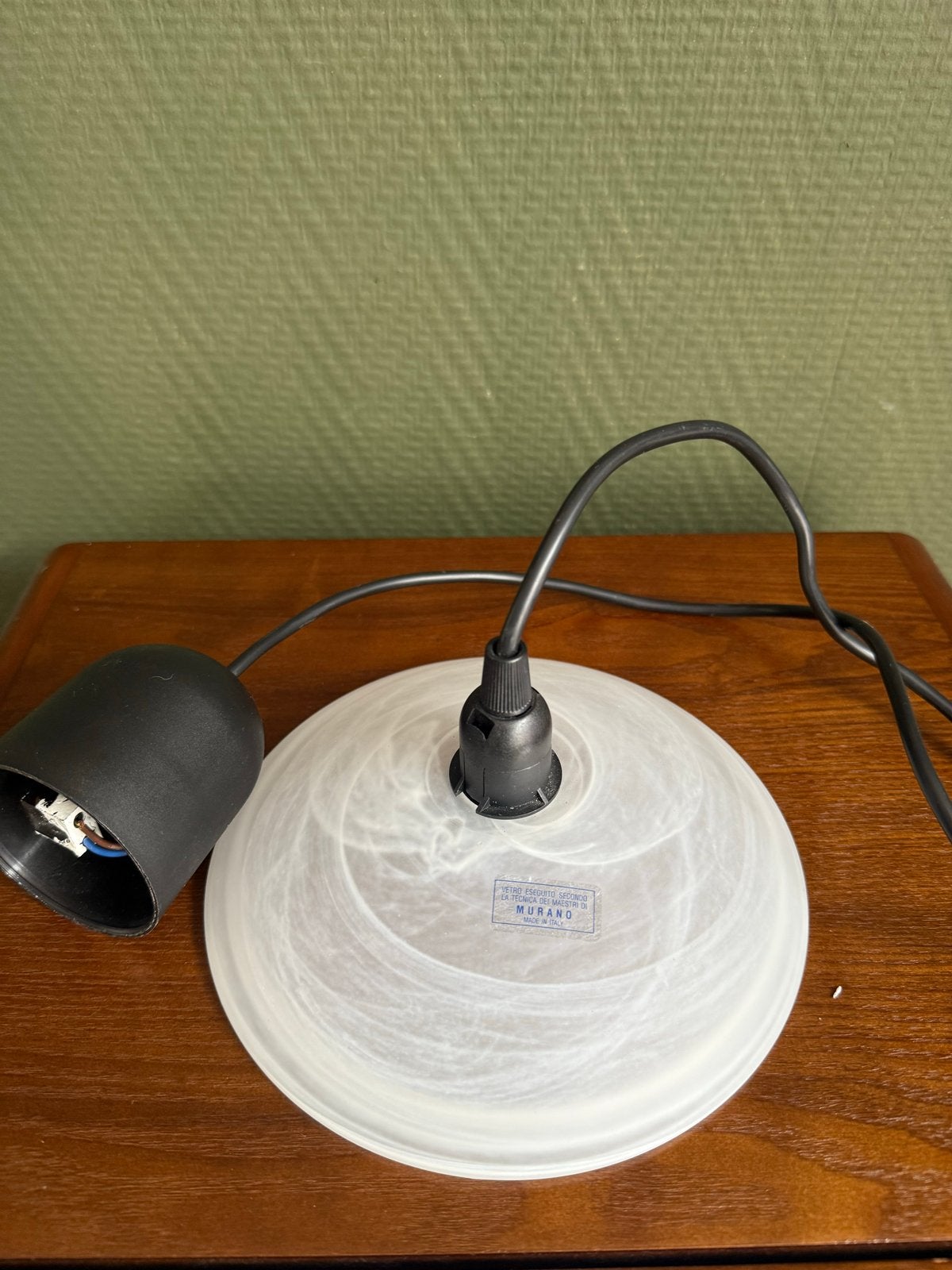 Murano Plafondlamp - Wit Glas - Vintage Design, Huis en Inrichting, Gebruikt, Vintage, Glas, Wit