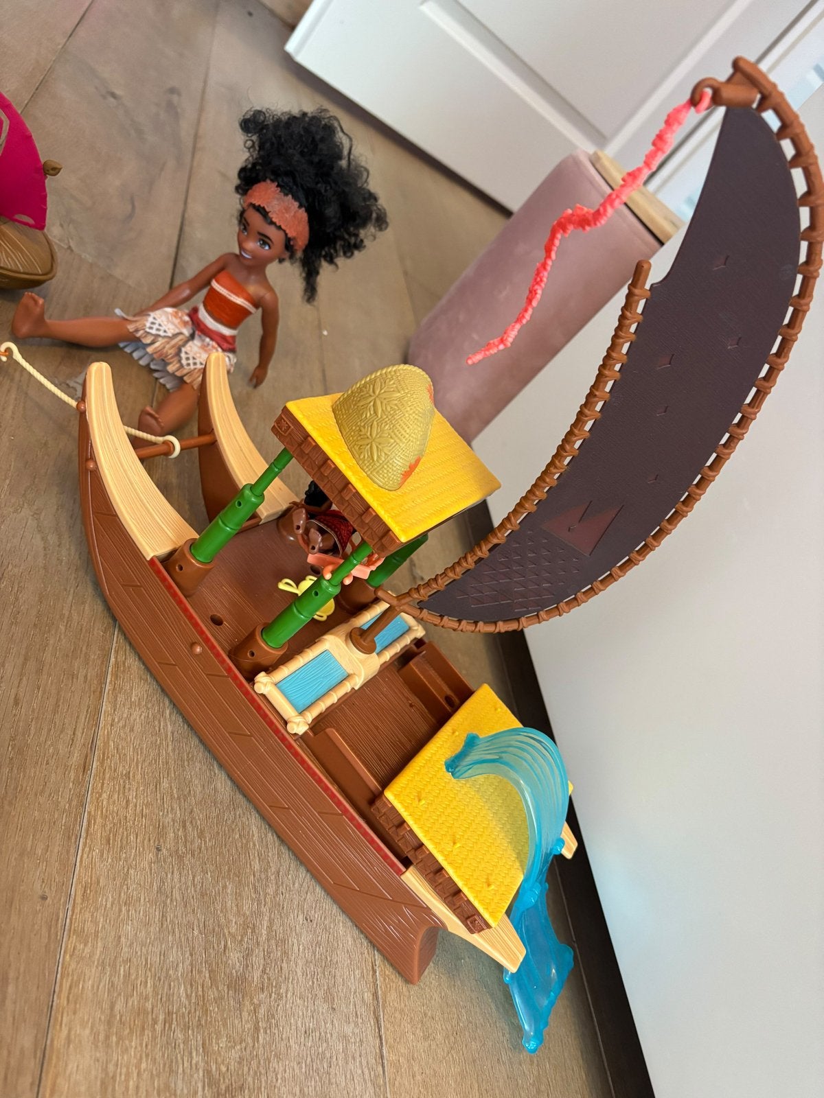 Moana ( Vaiana) speelset met boot en figuren, Ophalen of Verzenden, Gebruikt, Overige typen