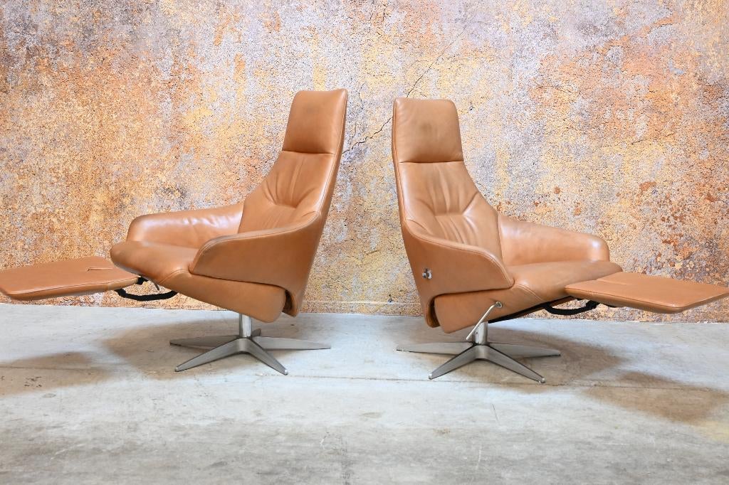 ZGANieuw! cognackleurige leren Gealux design relaxfauteuil