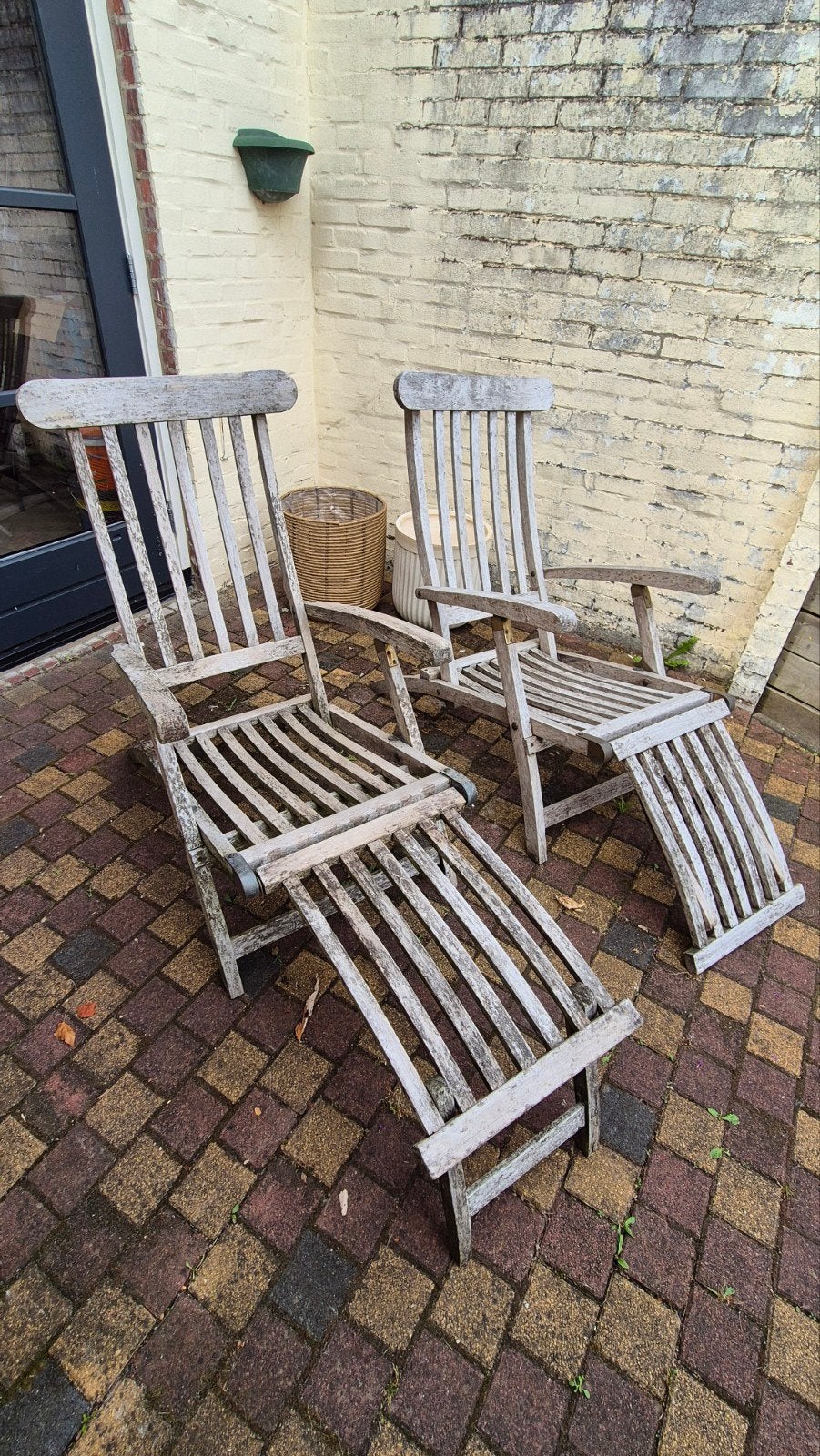 Deckchair 2 stuks, Ophalen, Gebruikt, Hout