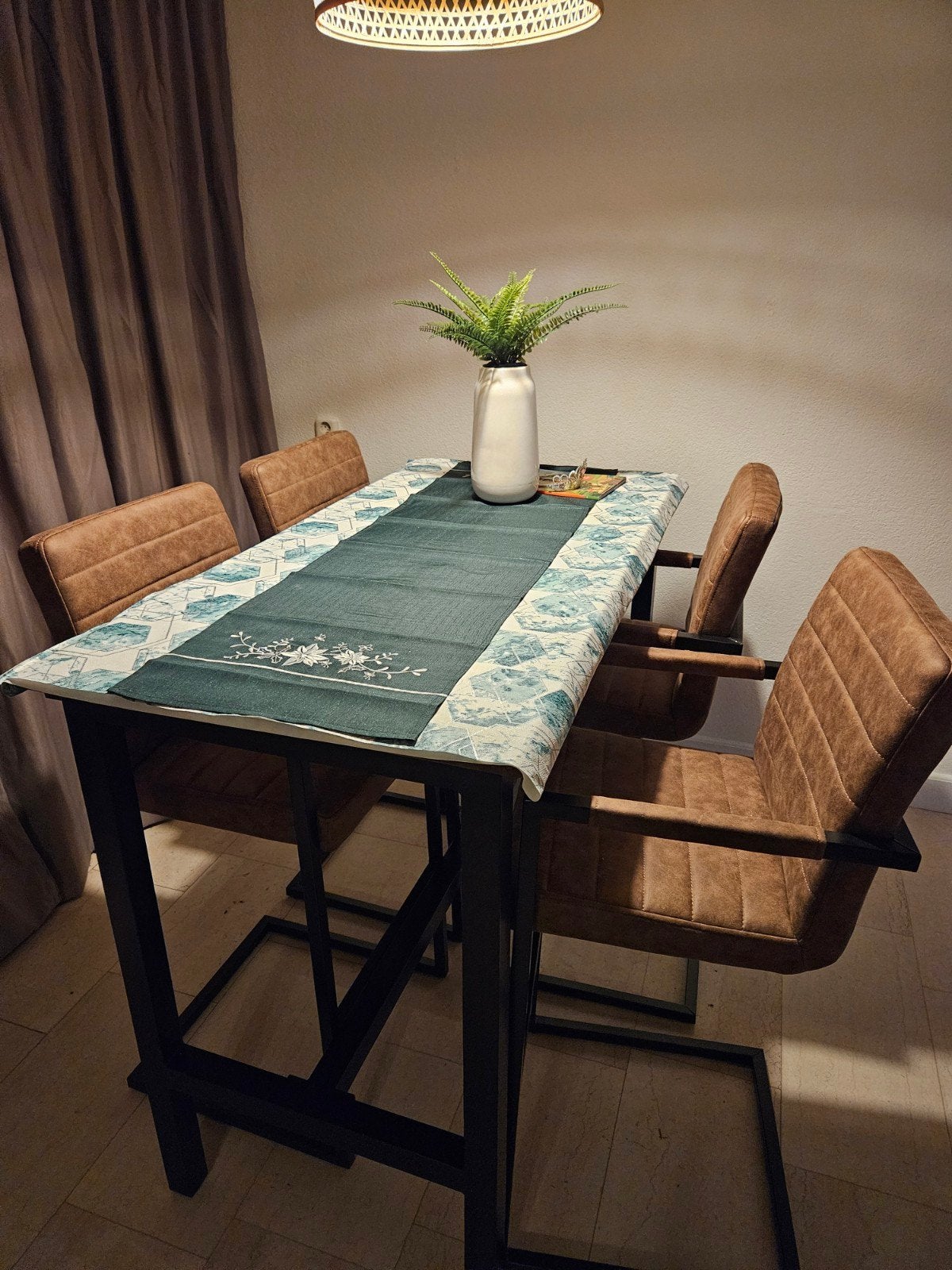 Hoge eettafel set met 4 stoelen zgan, Gebruikt, Modern industrieel, Vier personen, Rechthoekig