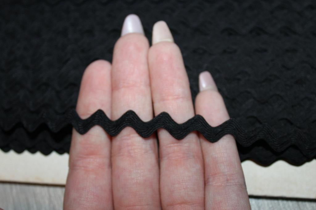 Galon / zigzag band 6mm - Zwart #1415, Ophalen of Verzenden, Nieuw, Lint, Band of Elastiek