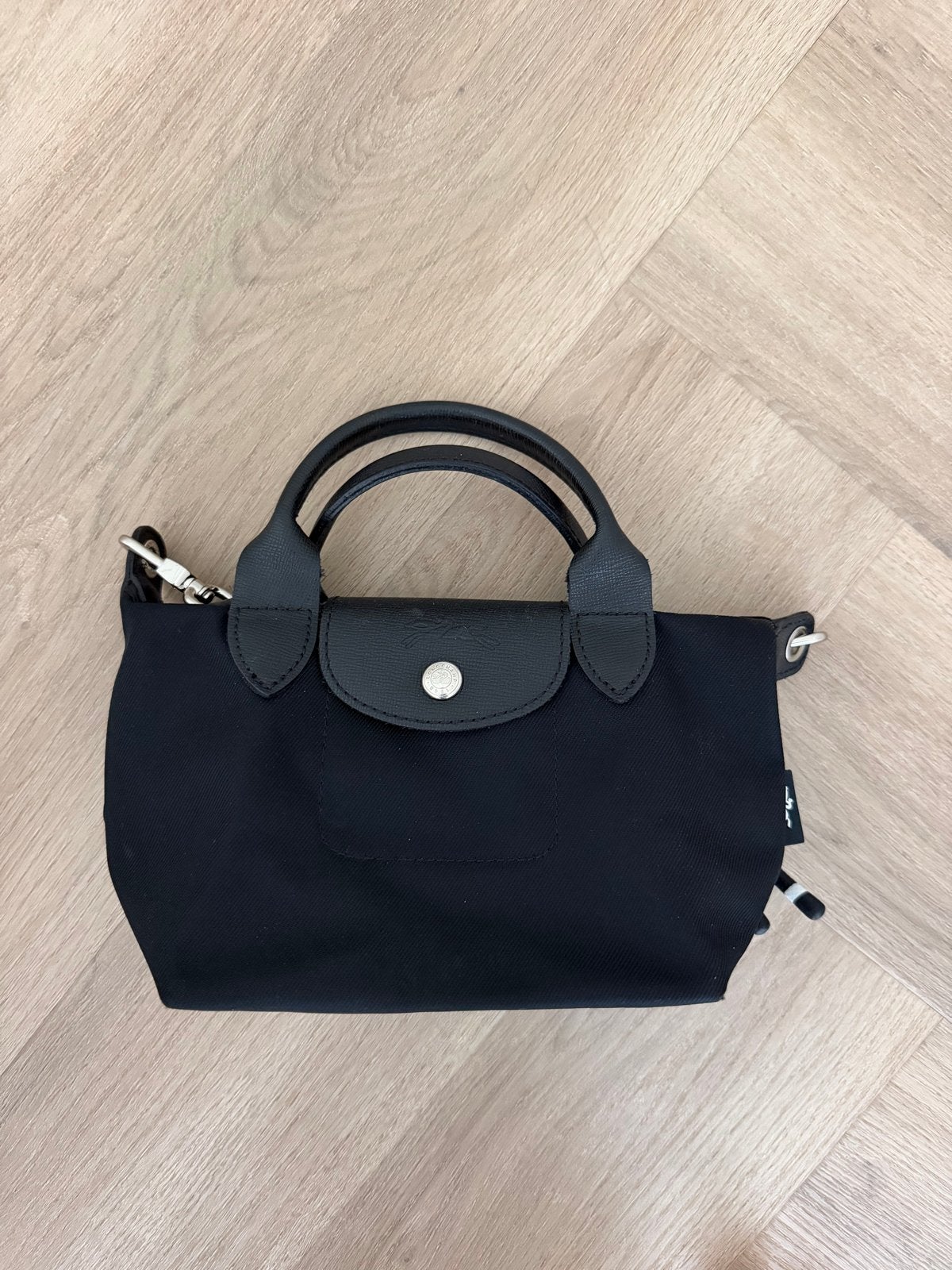 Longchamp Le Pliage xs energy zwart, Ophalen, Zo goed als nieuw, Zwart, Handtas