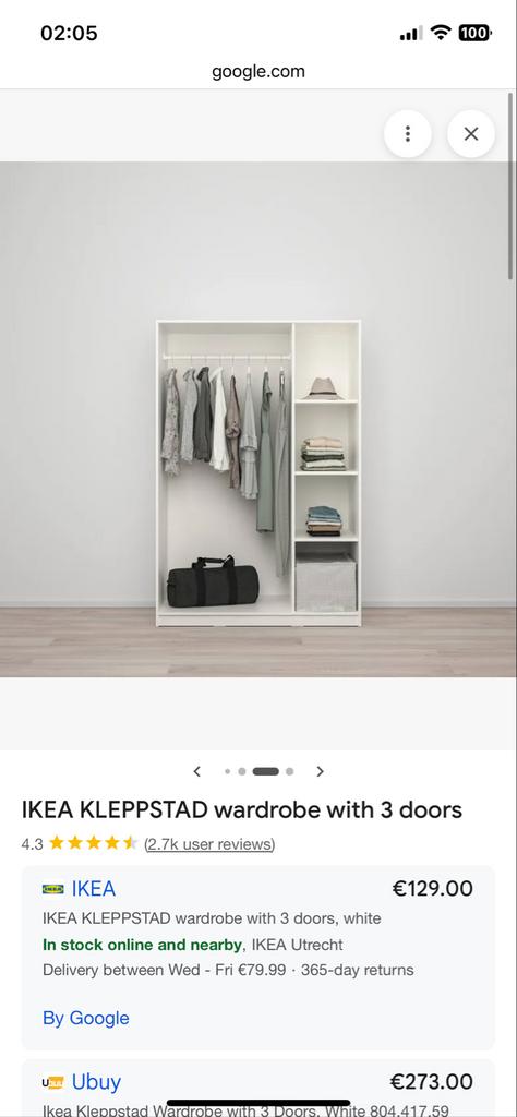 IKEA KLEPPSTAD kledingkast met 3 deuren move out sale, Huis en Inrichting, Kasten | Kledingkasten, Nieuw, 200 cm of meer, 100 tot 150 cm