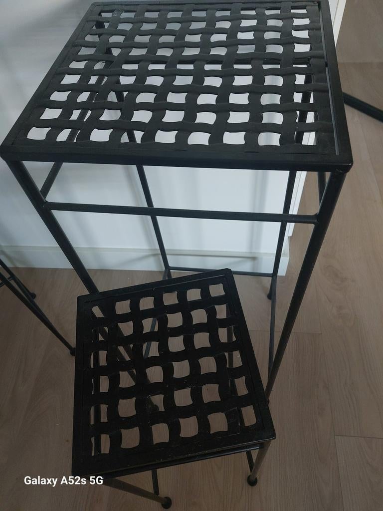 Metalen Plantenstandaards Set - 3 Hoogtes, Binnen & Buiten, Huis en Inrichting, Woonaccessoires | Overige, Ophalen, Gebruikt, Zwart