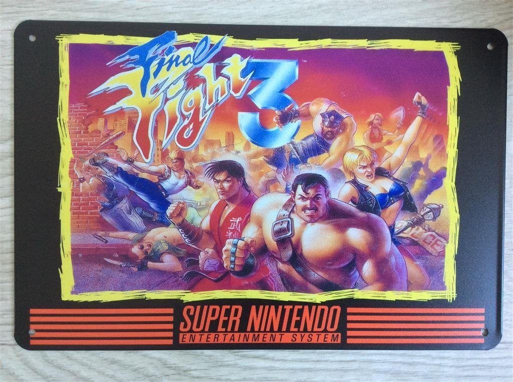 FINAL FIGHT 3 SNES Retro Gaming Metalen Wandbord, Spelcomputers en Games, Vechten, Verzenden, 1 speler, Nieuw