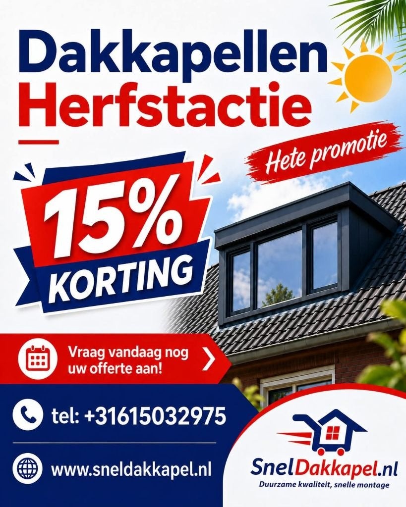 Titel:  15% KORTING op uw dakkapel!, Ophalen of Verzenden, Nieuw