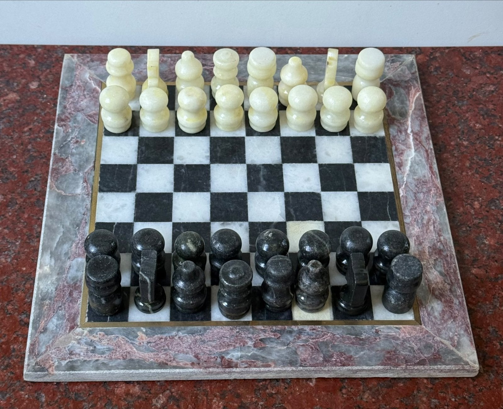 Prachtig Marmeren Schaakspel - Compleet met Doos, Een of twee spelers, Ophalen of Verzenden, Zo goed als nieuw