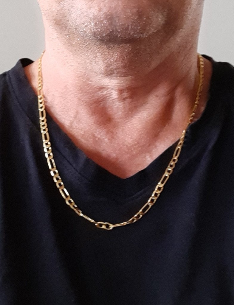Platte gouden Figaro schakelkettingen 55-76cm, Sieraden, Tassen en Uiterlijk, Kettingen, Ophalen of Verzenden, Nieuw, Goud, Overige materialen