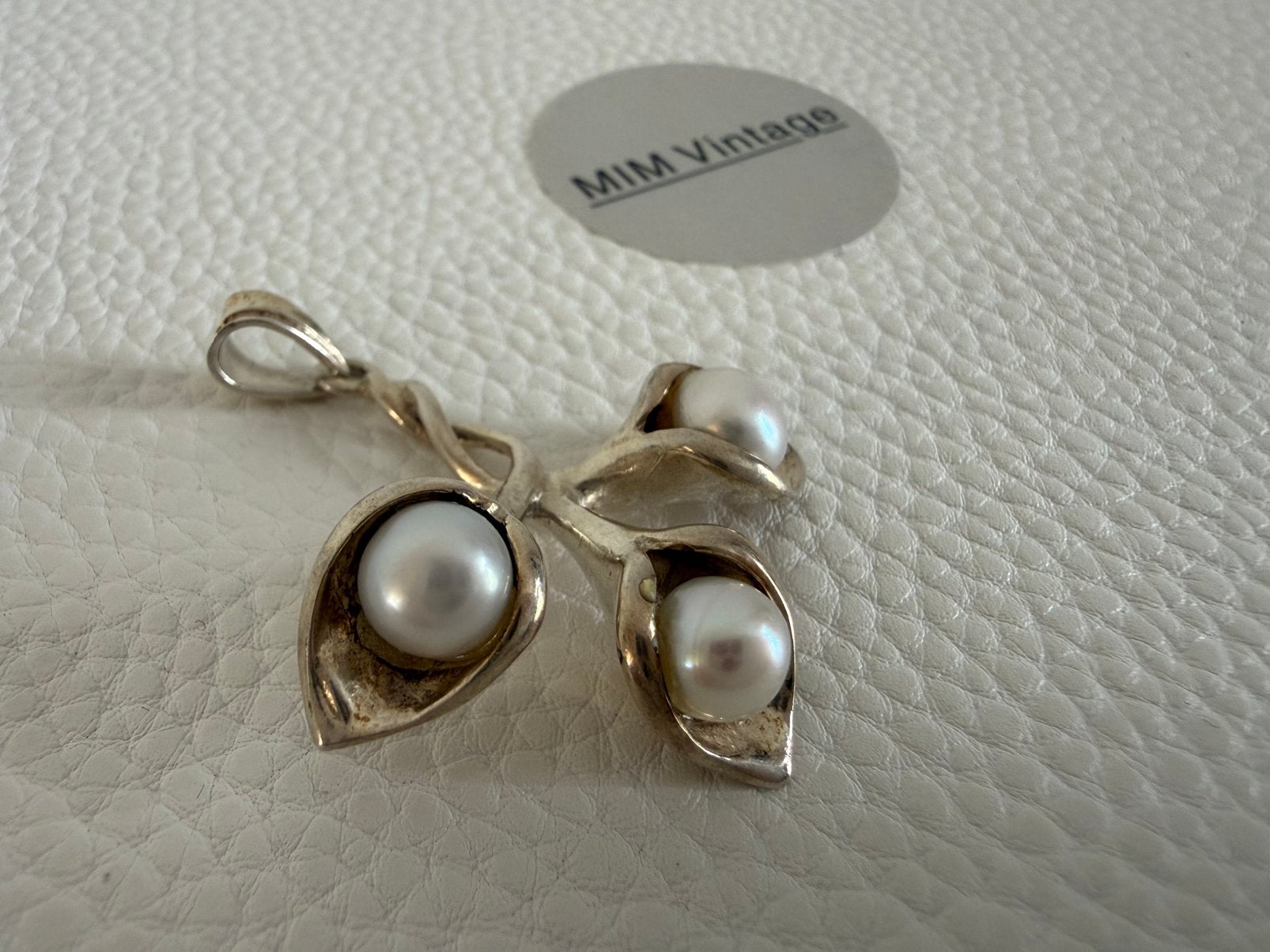 R250/Zilveren Grote  prachtige Parel kelkvorm Hanger, Gebruikt, Verzenden, X, Zilver