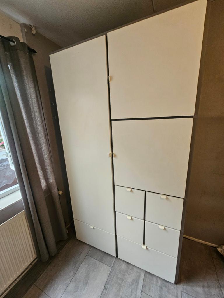 IKEA VISTHUS Kledingkast met lades en hangruimte, Gebruikt, 100 tot 150 cm, 200 cm of meer, Overige houtsoorten