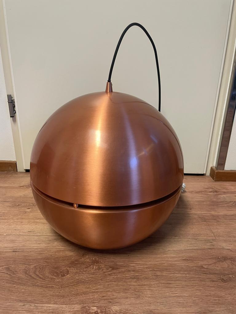 Grote Zuiver hanglamp koperkleurig, bolvormig, Ophalen, Gebruikt, Metaal, 50 tot 75 cm
