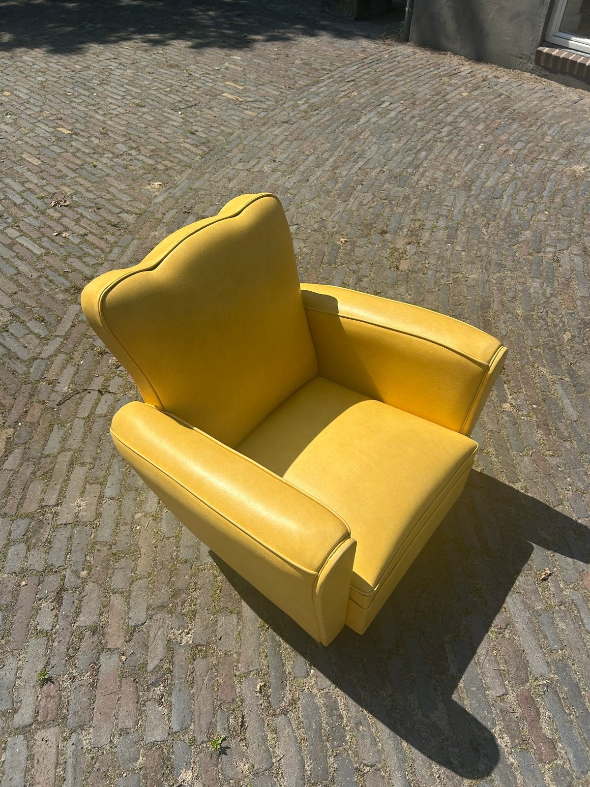 Vintage Gele Fauteuil - Stijlvolle Blikvanger, Huis en Inrichting, Fauteuils, Ophalen, Gebruikt, Stof, 75 tot 100 cm