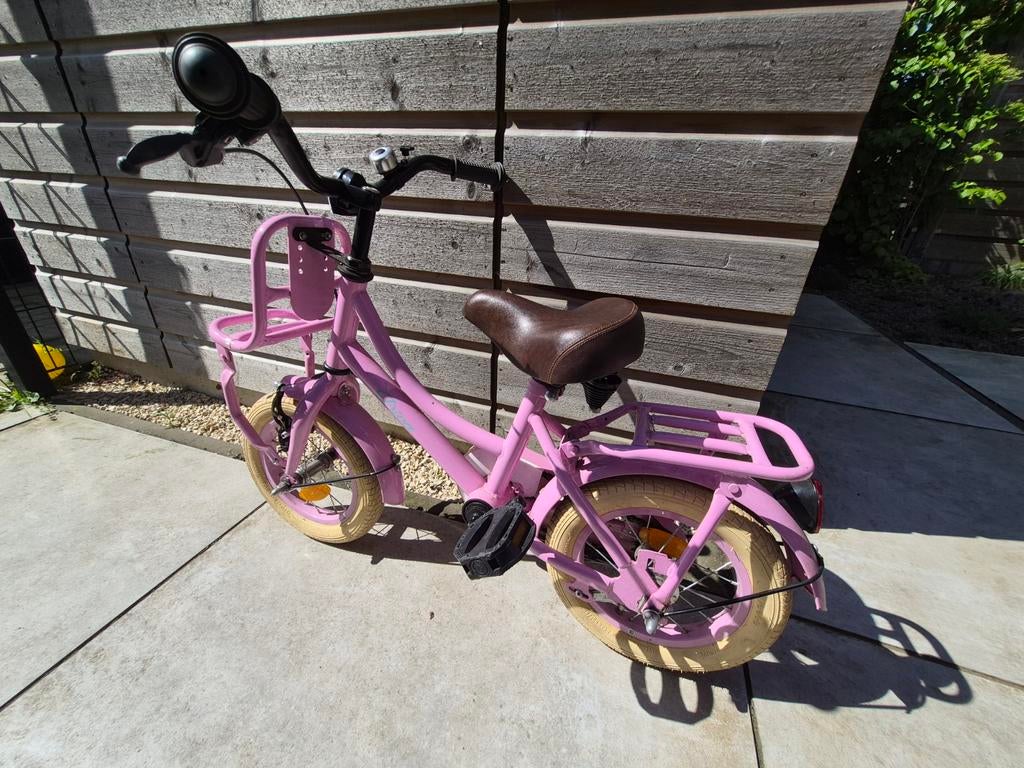 Roze meisjesfiets 12 inch, Fietsen en Brommers, Fietsen | Meisjes, Ophalen, Gebruikt, Terugtraprem, 14 inch of minder