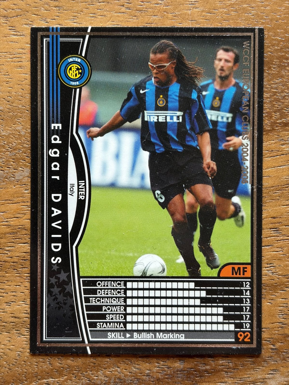 Edgar Davids Inter Milan Spelerskaart - Voetbal, Ophalen of Verzenden, Zo goed als nieuw, Buitenlandse clubs, Spelerskaart