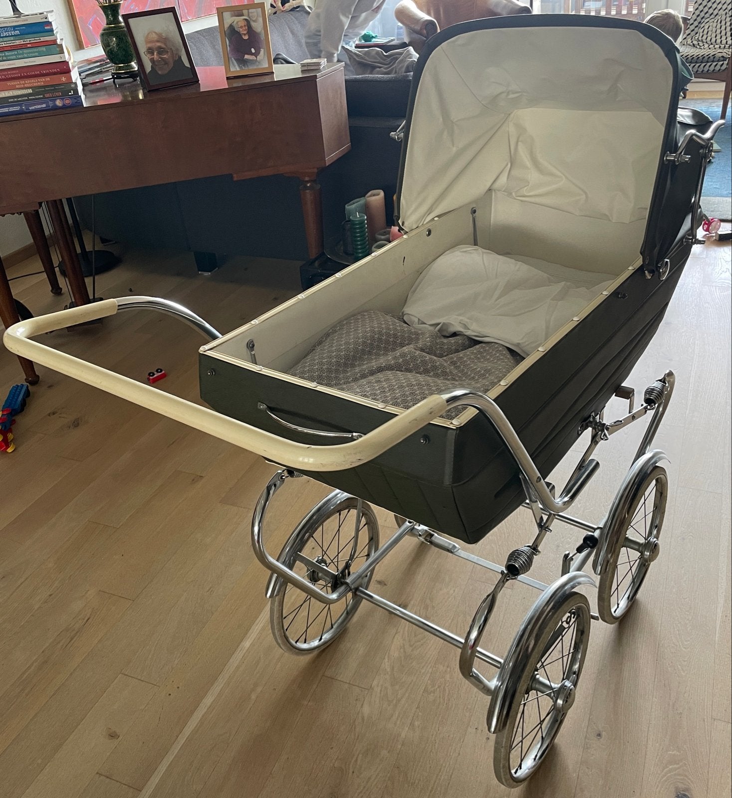 Vintage Kinderwagen Jaren '50 - Compleet met Dekje & Netje, Ophalen of Verzenden, Gebruikt, Kinderwagen, Overige merken